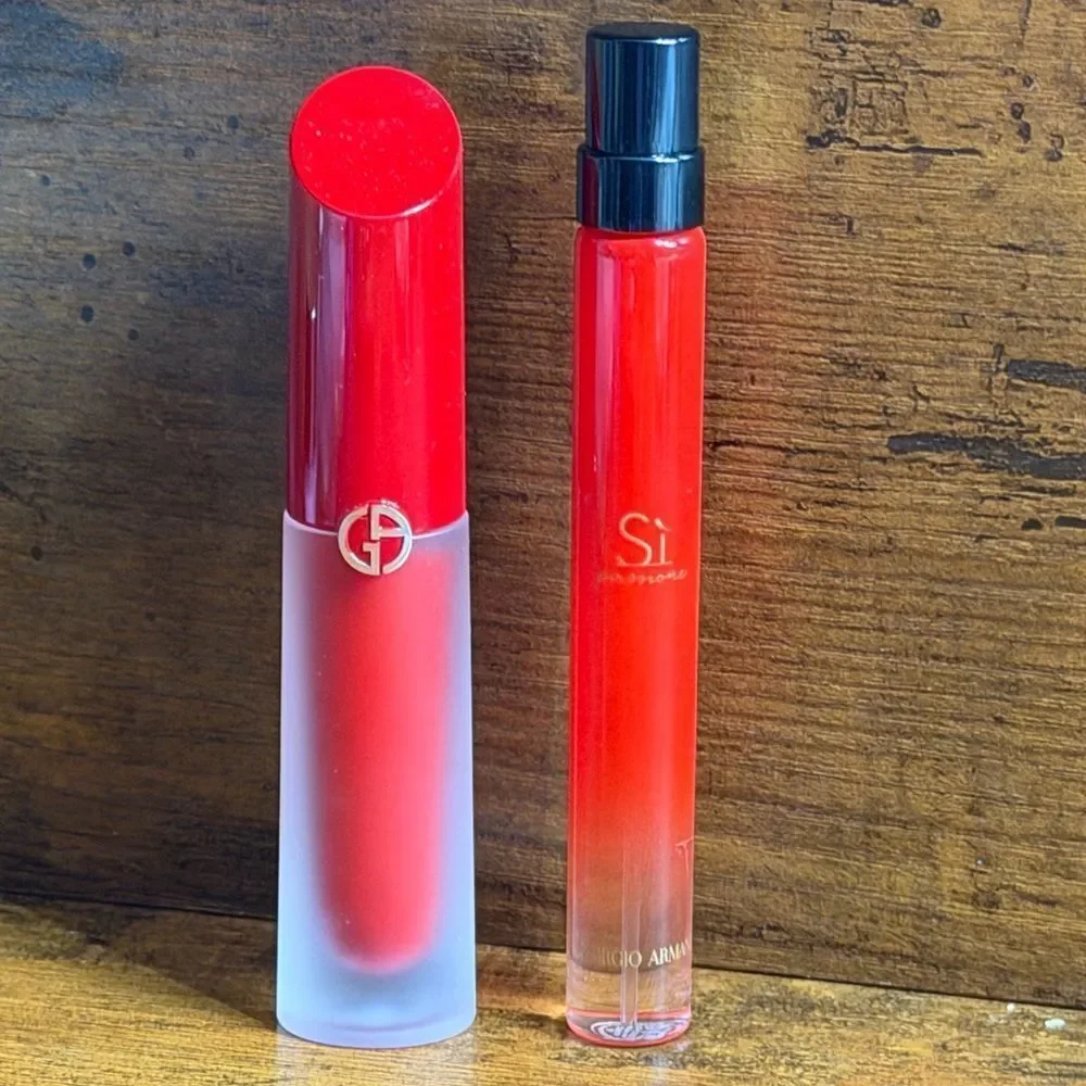 ❤️ Giorgio Armani Red Luxe Duo ❤️ Lip Maestro Satin 12 + Sì Passione 10mL | NEW